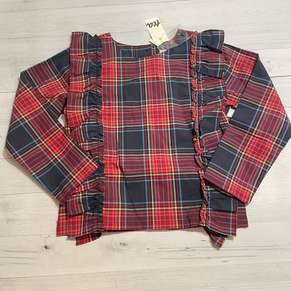 Tea collection girls plaid long sleeve blouse size‎ 8 NEW